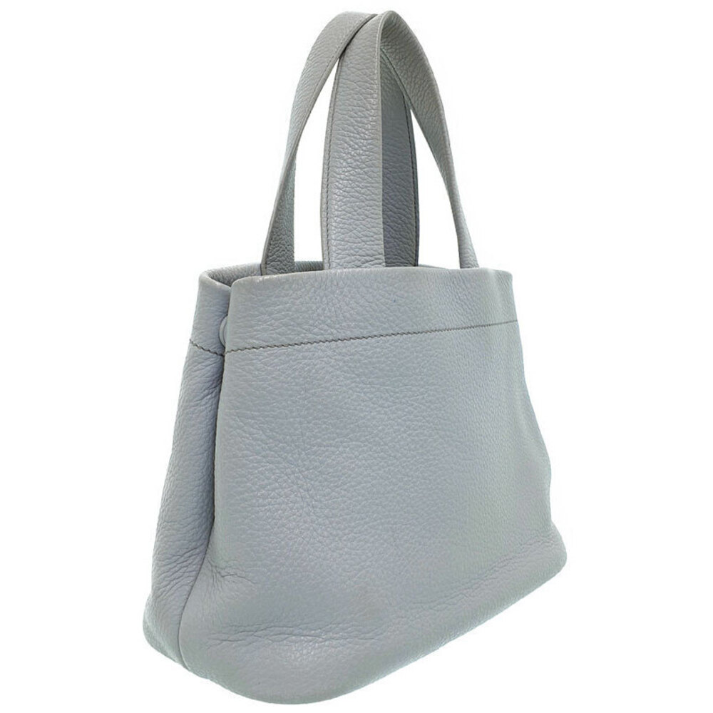 Prada Gray Leather Perforated Logo Tote Shoulder Bag Blue - Picture 2 of 9